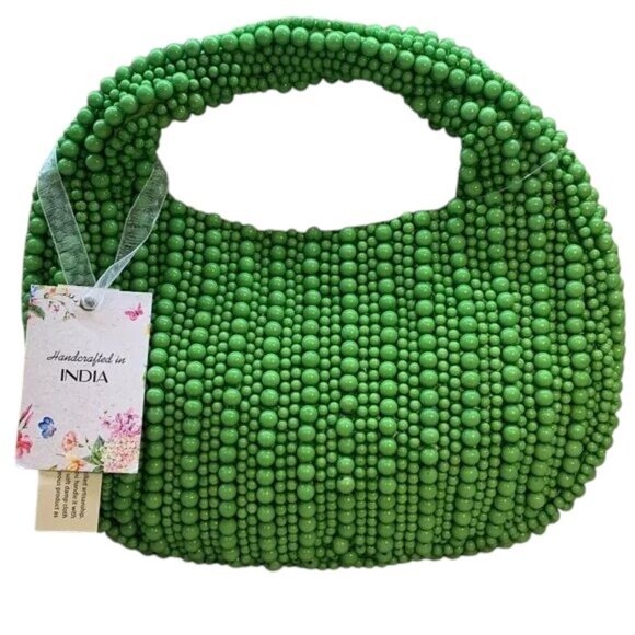 TI TOK Viral Beaded Green Evening Bag NWT - Picture 1 of 7
